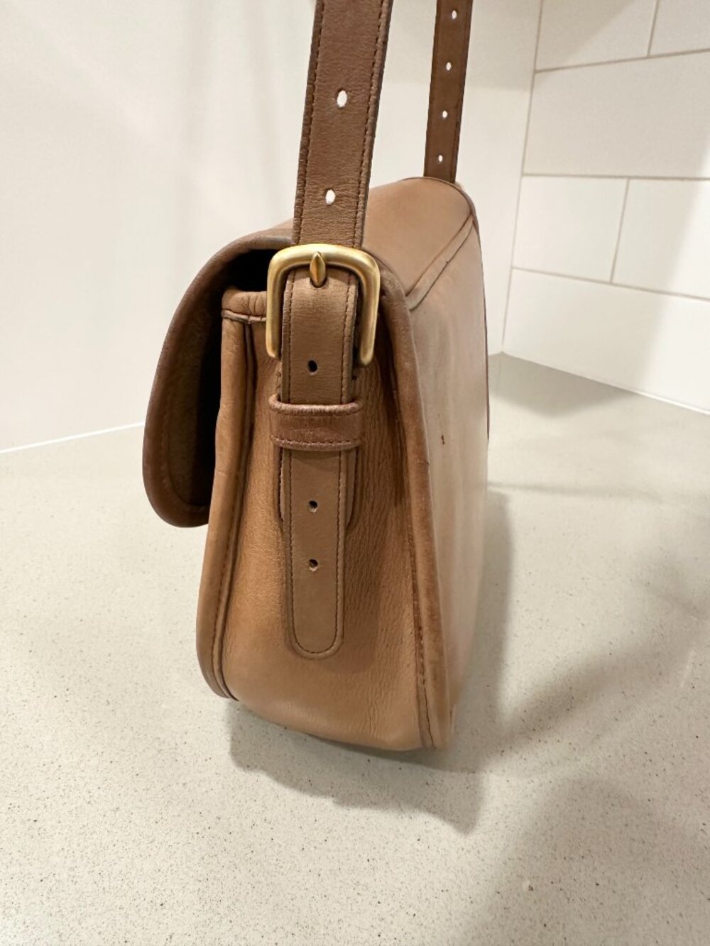 COACH Saddlery Bag (style #9535) – Putty - New York - Vintage late 80s - Picture 5 of 16